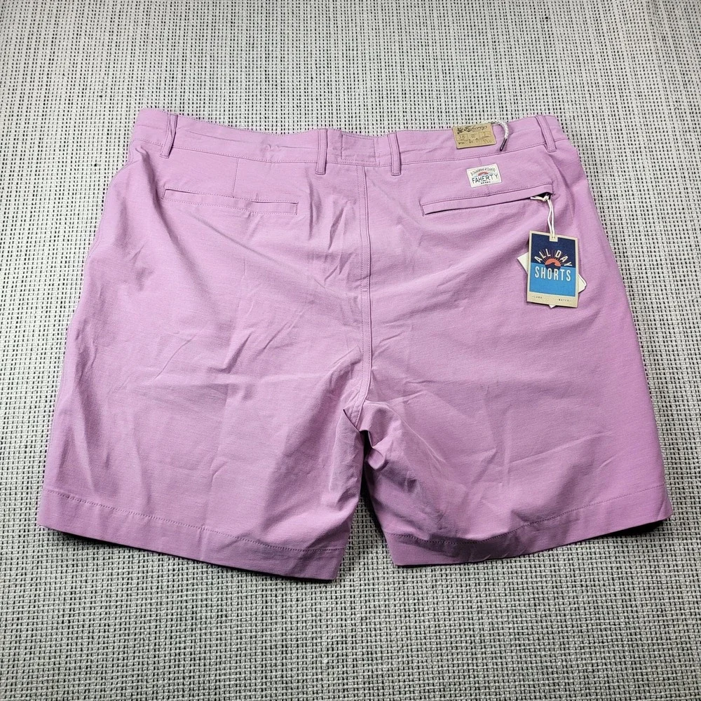 Faherty All Day Shorts Mens 38 Pink Chino Stretch Microfiber 7 Inseam Casual